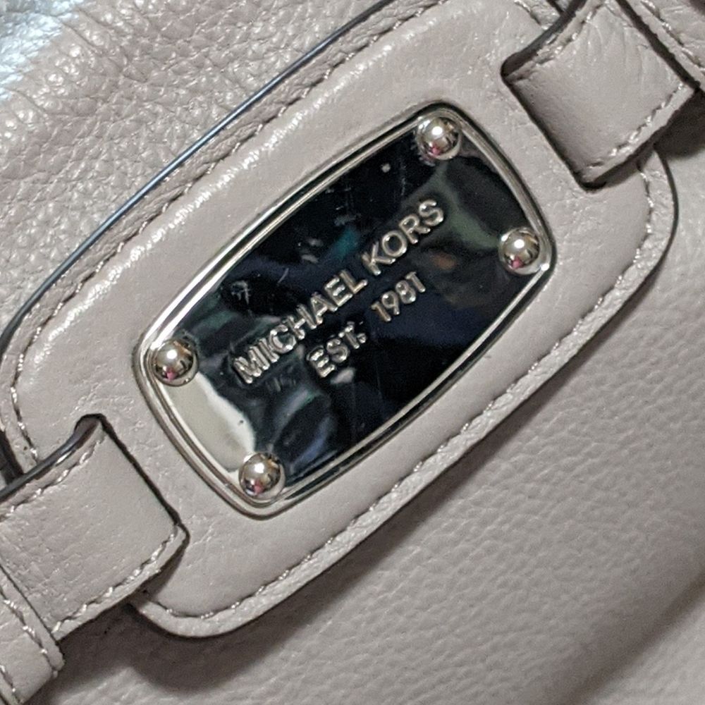 Michael Kors Solid Gray Leather Hamilton Weekend … - image 6